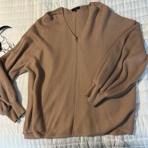 1. State Women's Tan V-Neck Sweater